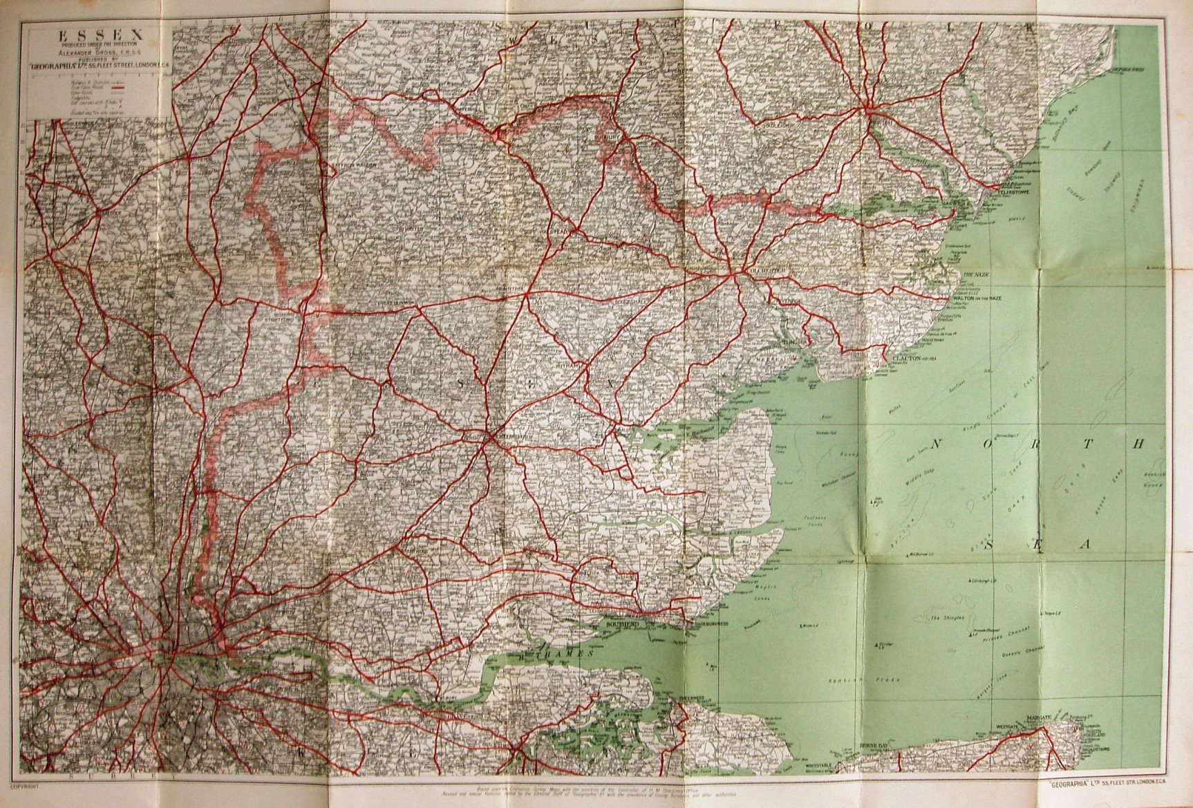 Geographia Road Map of Essex, Sheet 100, 1922